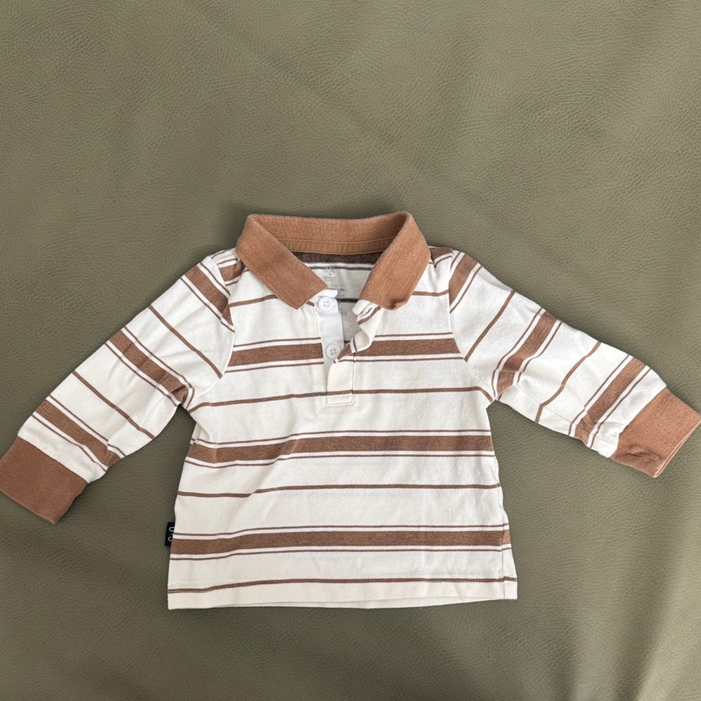 Scout Kids Polo Shirt with Brown and White Stripes